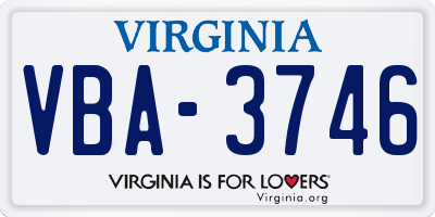 VA license plate VBA3746