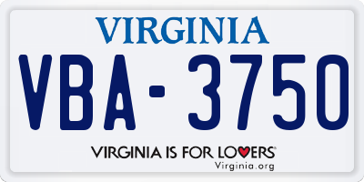 VA license plate VBA3750