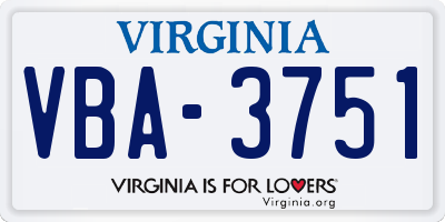 VA license plate VBA3751