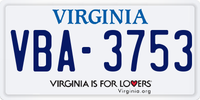 VA license plate VBA3753