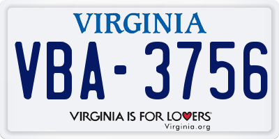 VA license plate VBA3756