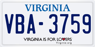 VA license plate VBA3759