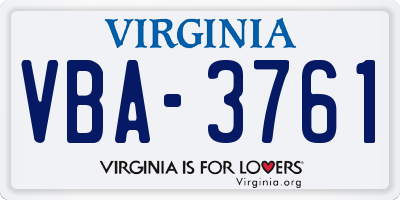 VA license plate VBA3761