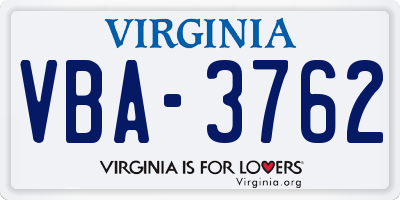 VA license plate VBA3762