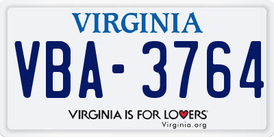 VA license plate VBA3764