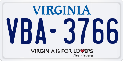 VA license plate VBA3766