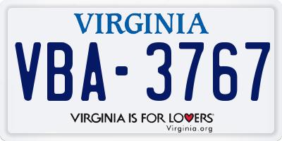 VA license plate VBA3767