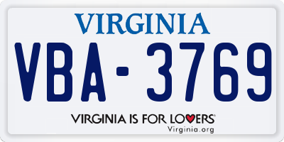 VA license plate VBA3769