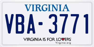 VA license plate VBA3771