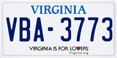 VA license plate VBA3773