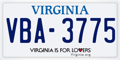 VA license plate VBA3775
