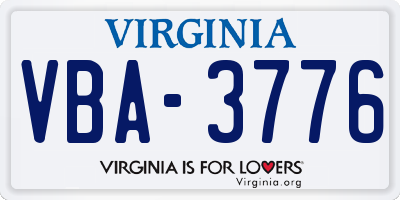 VA license plate VBA3776