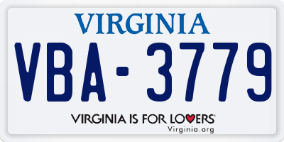 VA license plate VBA3779