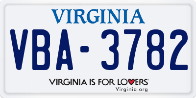 VA license plate VBA3782
