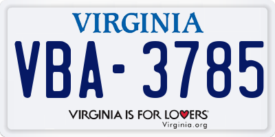 VA license plate VBA3785