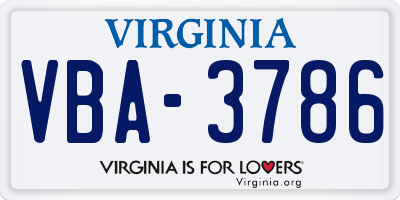 VA license plate VBA3786