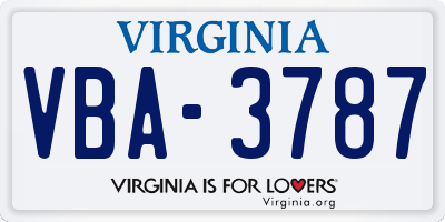 VA license plate VBA3787