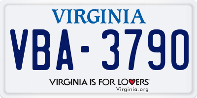 VA license plate VBA3790