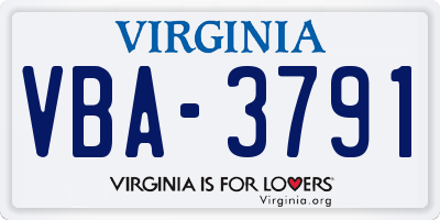 VA license plate VBA3791