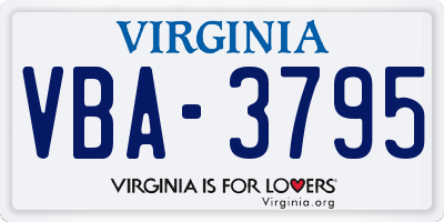 VA license plate VBA3795