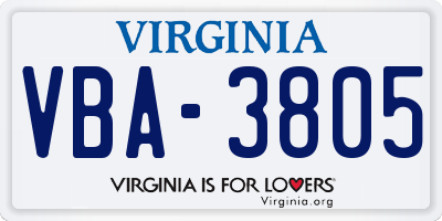 VA license plate VBA3805