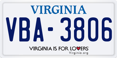 VA license plate VBA3806