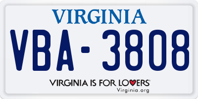 VA license plate VBA3808