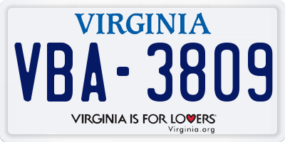 VA license plate VBA3809