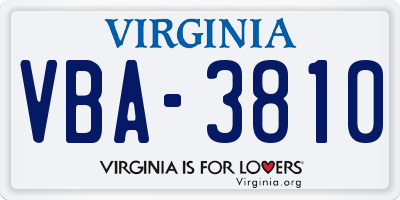 VA license plate VBA3810