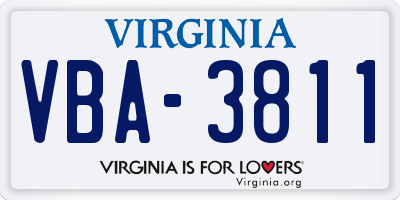 VA license plate VBA3811