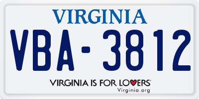 VA license plate VBA3812