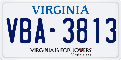 VA license plate VBA3813