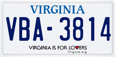 VA license plate VBA3814