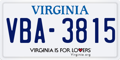 VA license plate VBA3815