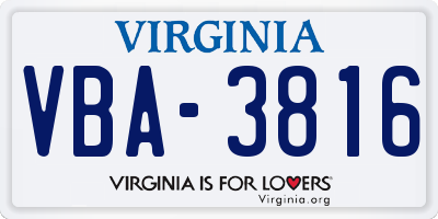 VA license plate VBA3816