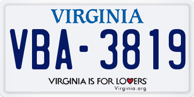 VA license plate VBA3819
