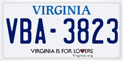 VA license plate VBA3823