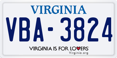 VA license plate VBA3824
