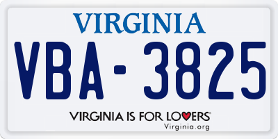 VA license plate VBA3825