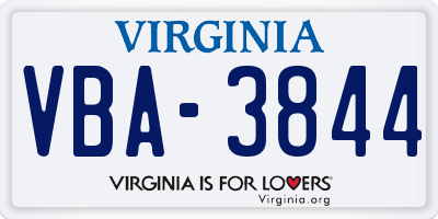 VA license plate VBA3844