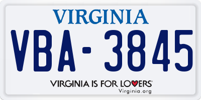 VA license plate VBA3845