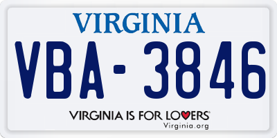 VA license plate VBA3846
