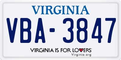 VA license plate VBA3847