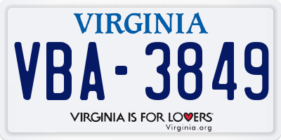 VA license plate VBA3849