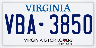 VA license plate VBA3850