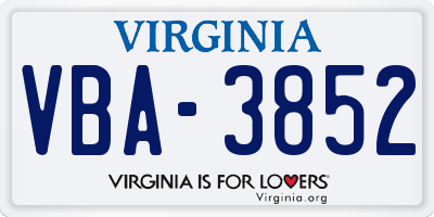 VA license plate VBA3852