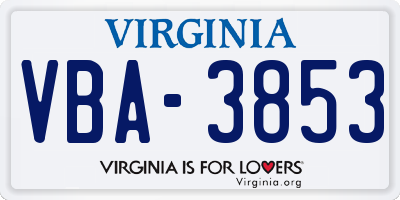 VA license plate VBA3853