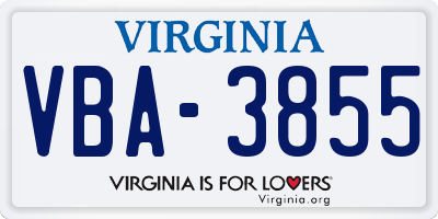 VA license plate VBA3855