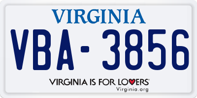 VA license plate VBA3856