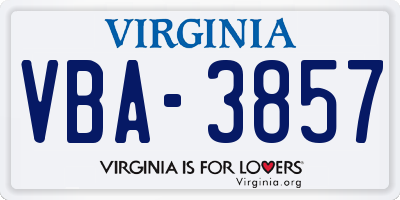 VA license plate VBA3857